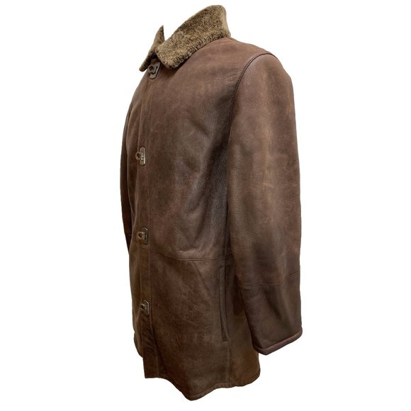 100% Authentic Salvatore Ferragamo Men's Lamb's Shearling Brown Jacket sz50 - Picture 4 of 16